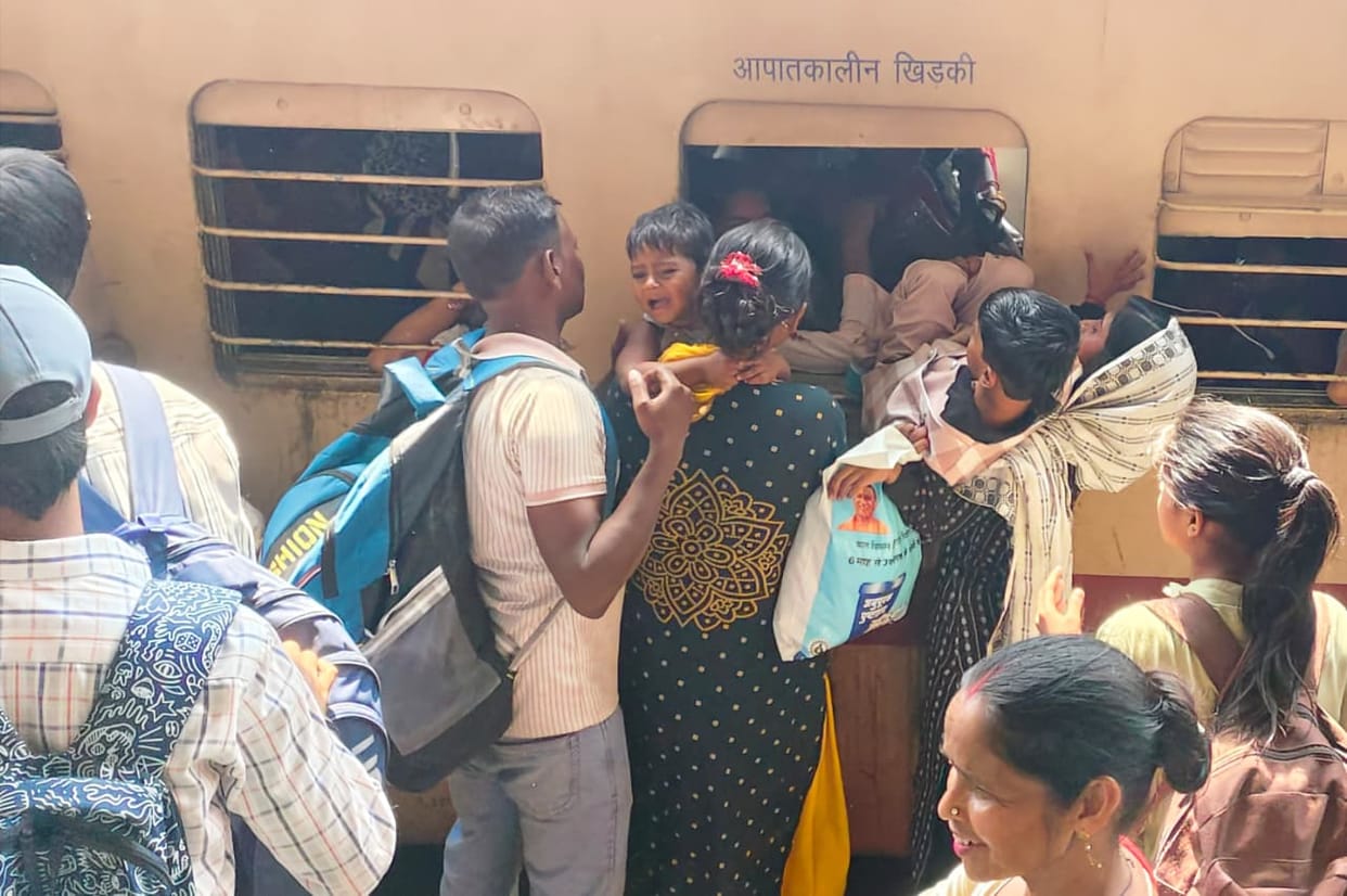 The system is helpless in the face of the crowd, pushing and shoving for seats in trains and buses
