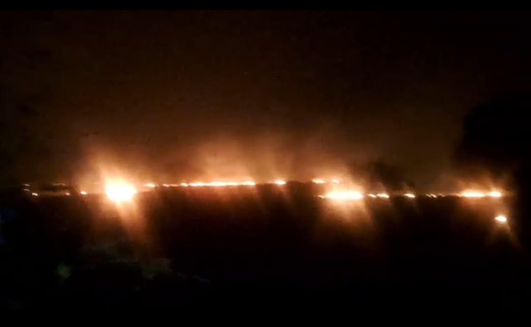 A fire triggered by a storm burned 500 acres of wheat fields.