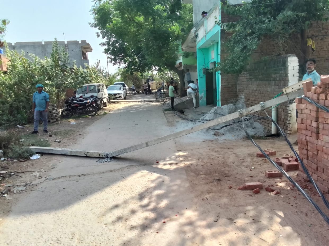 Seven poles were broken by a falling tree, leaving 100 homes without power for two days.
