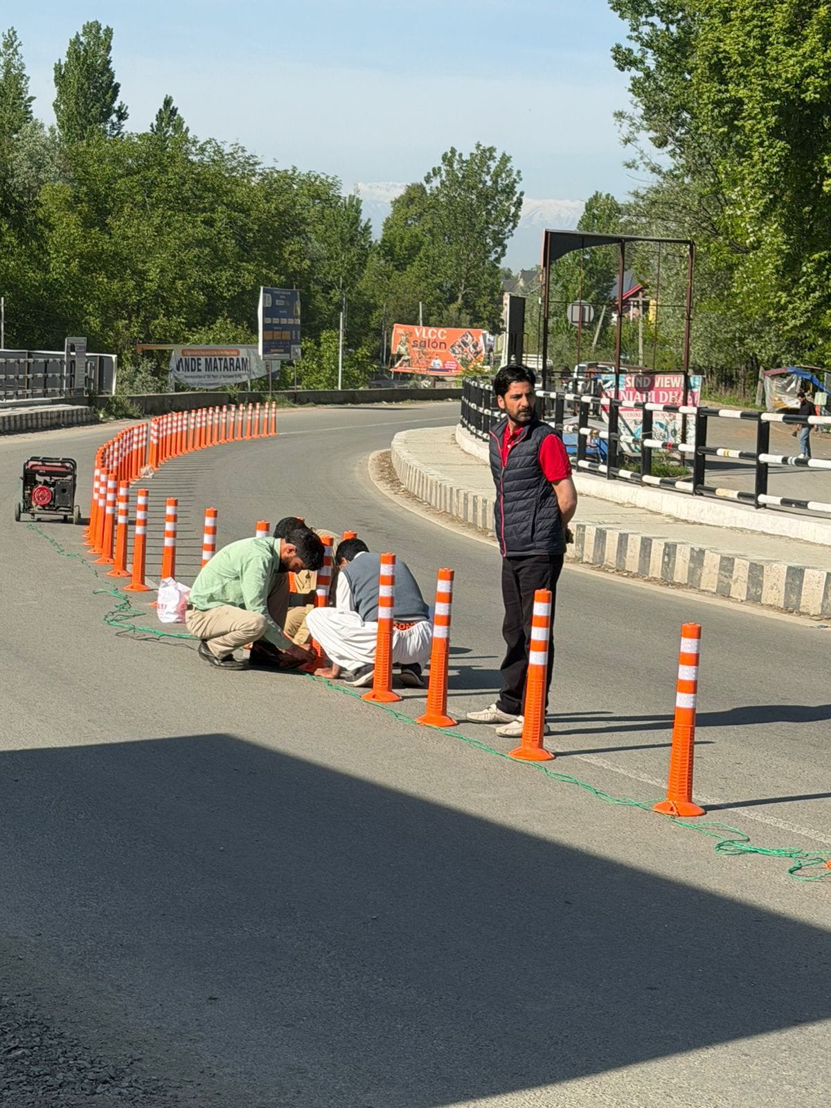 Srinagar, Wial Bridge, Blind Curve, Traffic Bar Light Install