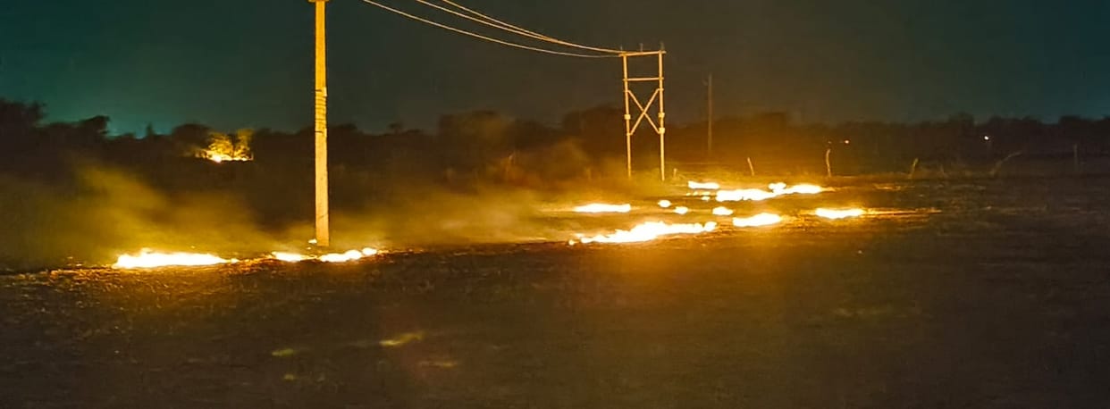 Six bighas of crops were burnt in Mubarikpur and Sikra.