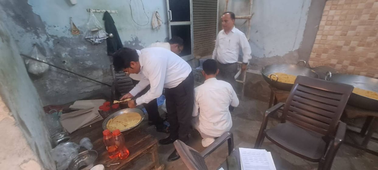 The team of Food Safety Department collected samples of Mawa and Barfi.