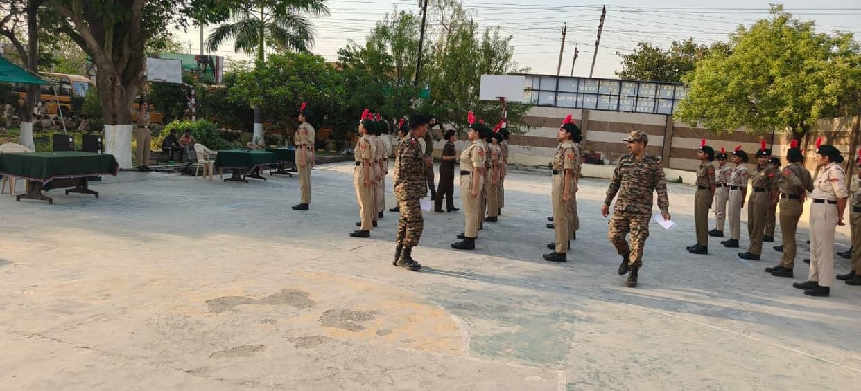 Drill training given to NCC cadets in the camp