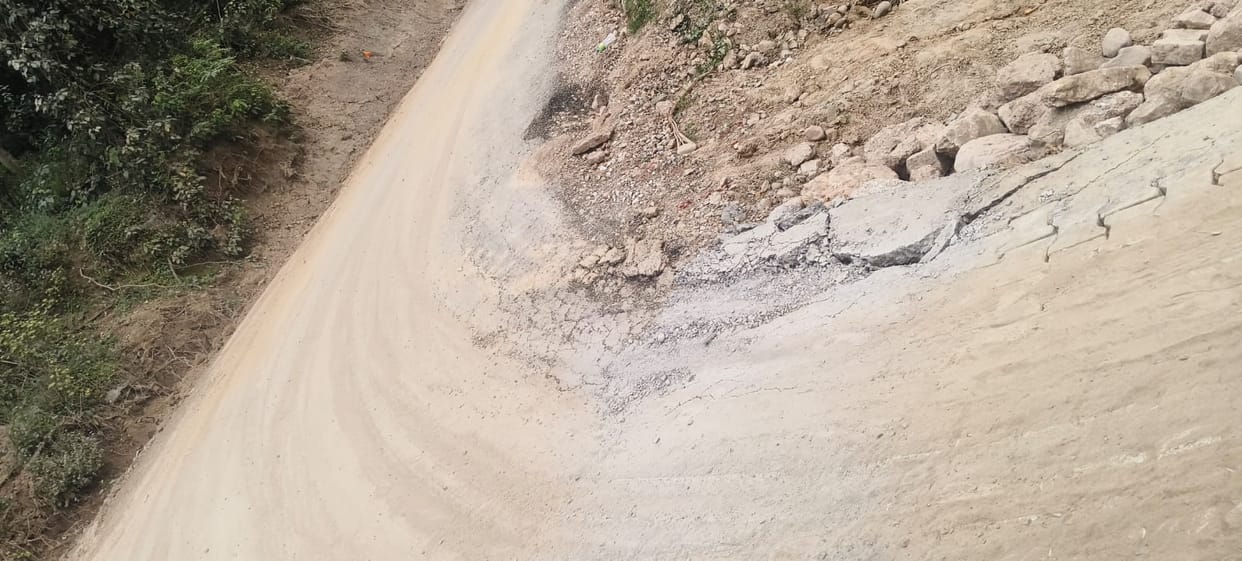Tarring started peeling off during road construction