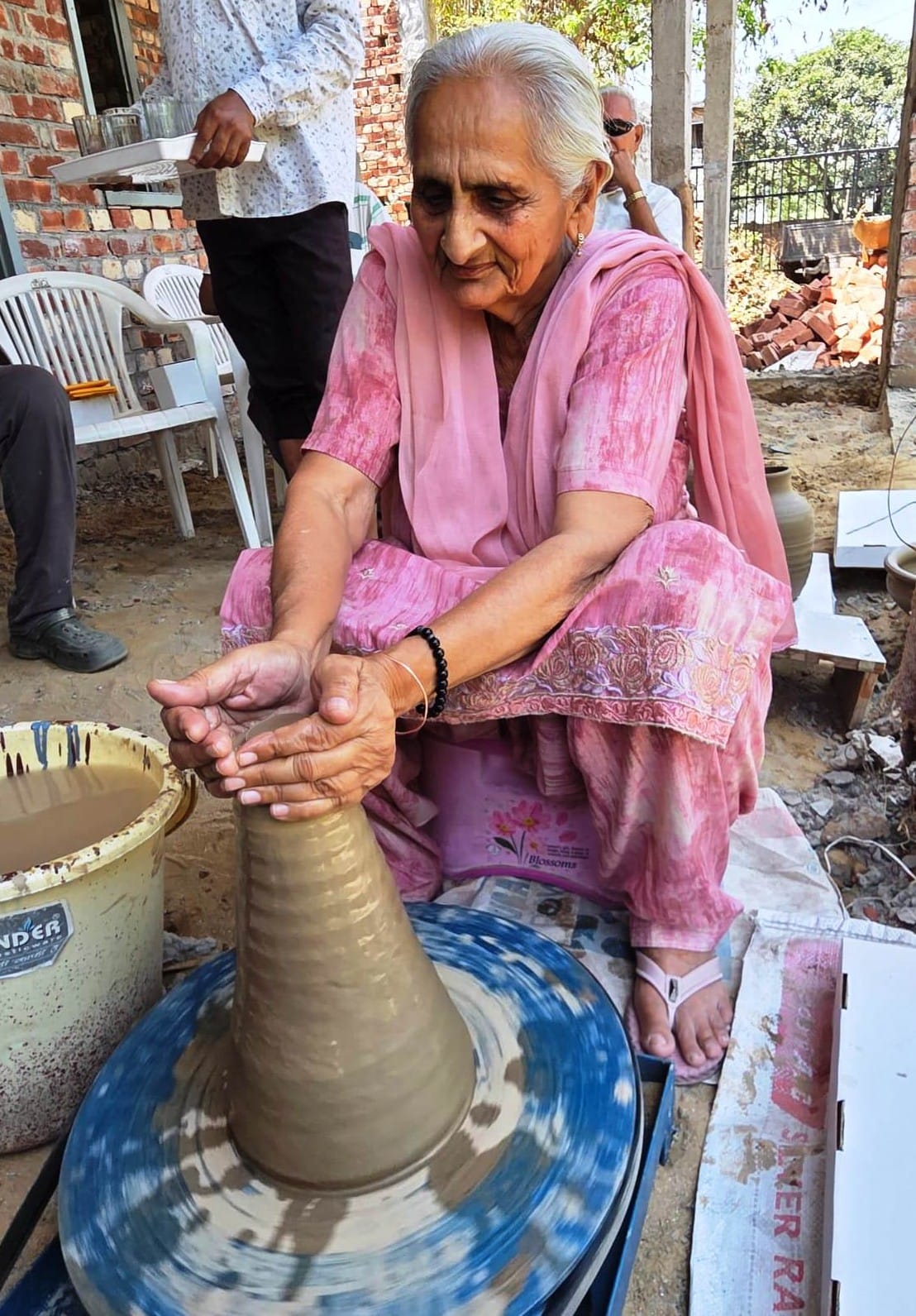 Elders learned how to make clay pots.