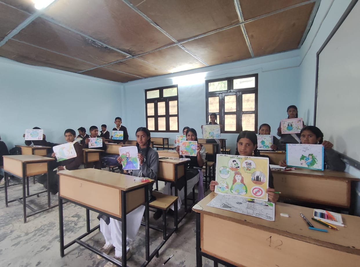 Painting competition at Government Senior Secondary School, Sarpara on Wednesday
