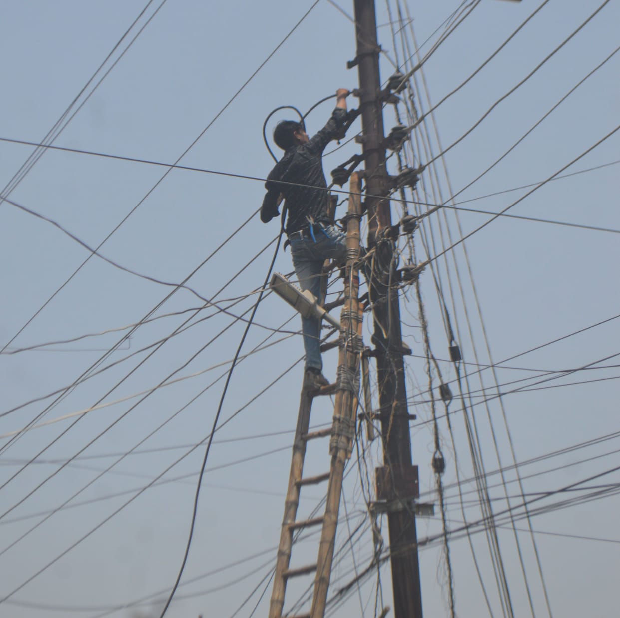 Heavy vehicle collision damaged 10 poles, electricity was out for the entire night