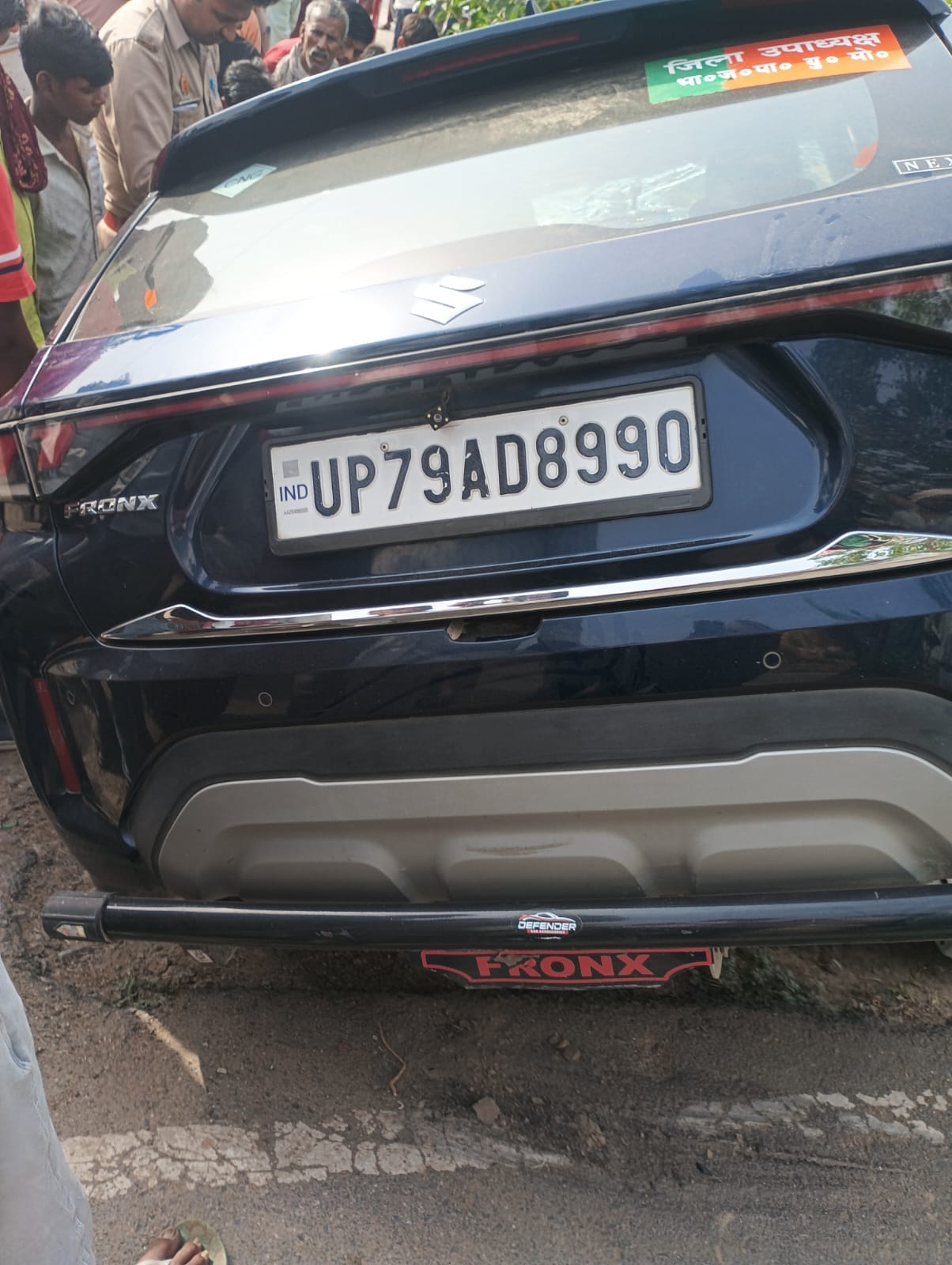 A car with the name of District Vice President hit bike riders, three injured.