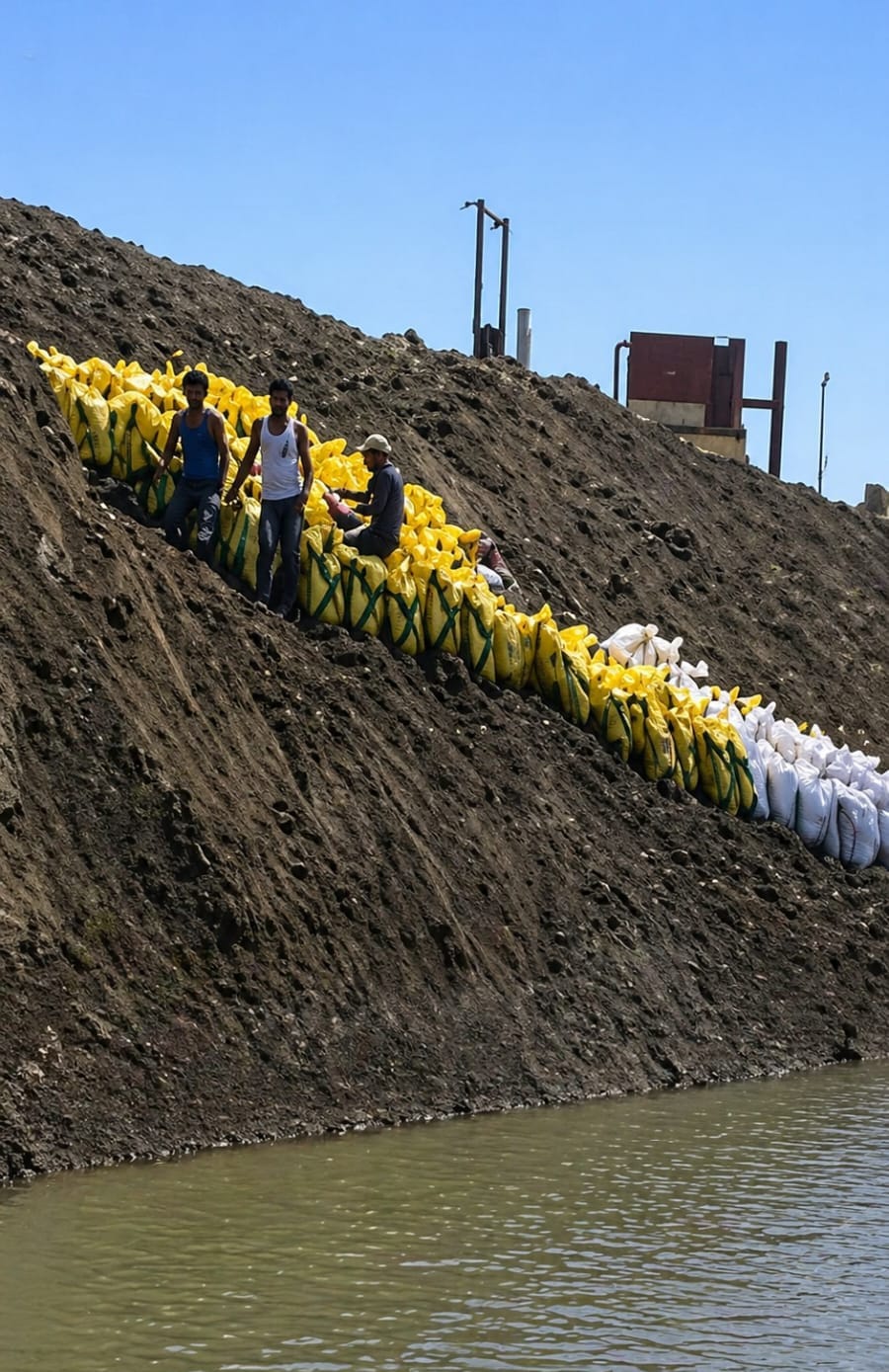 Work involving spurs and pitching is being carried out over a stretch of 300 meters to prevent erosion
