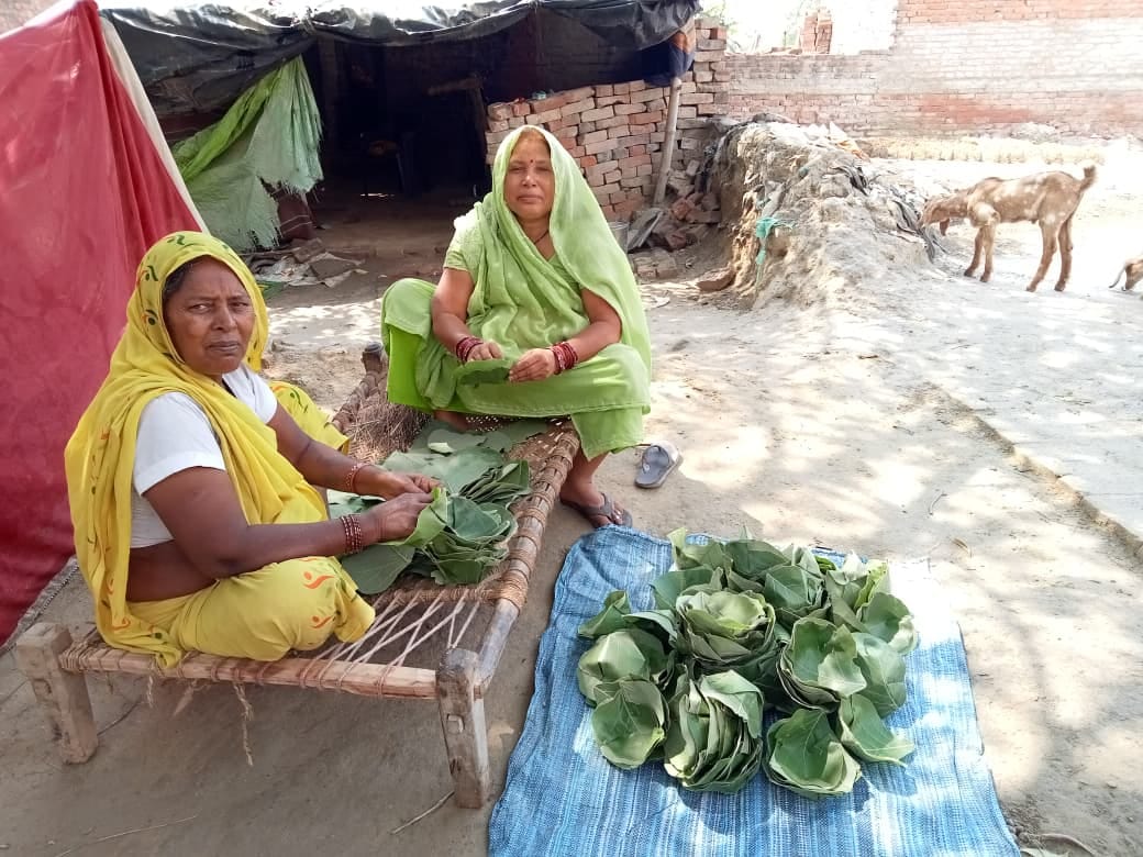 Phoolkali is preserving the tradition by making plates and bowls from leaves.
