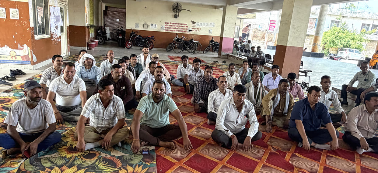 Roadways employees staged a sit-in protest demanding various demands.
