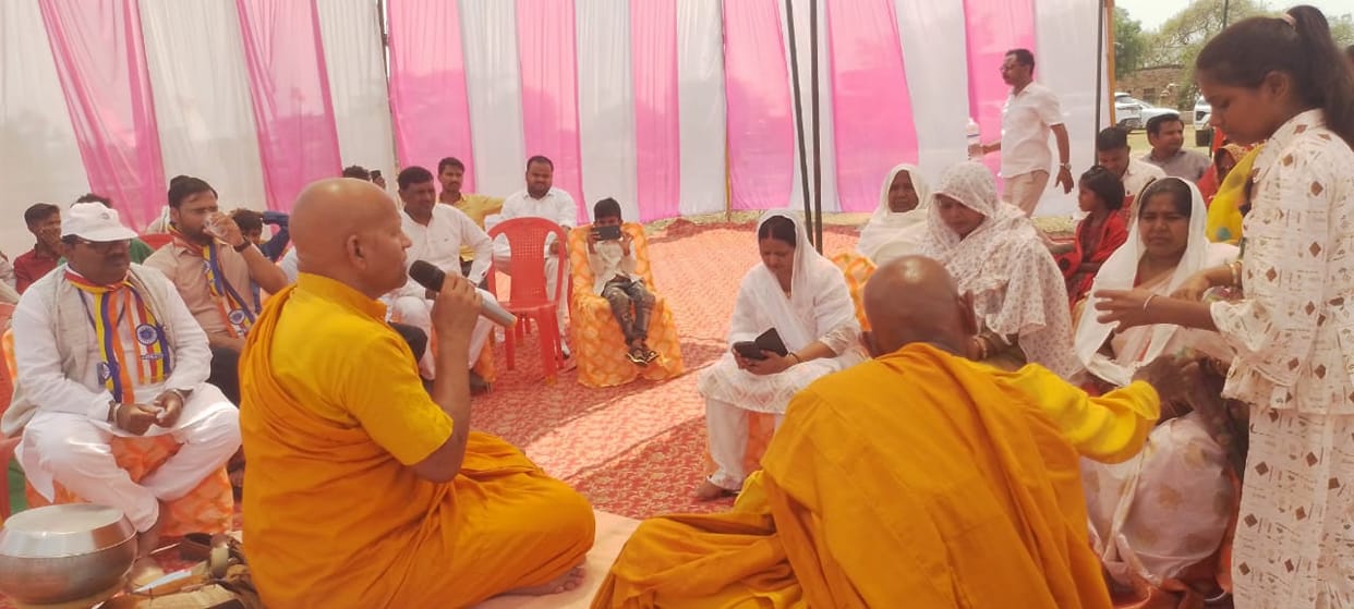 A statue of Gautama Buddha was installed on Buddha Purnima.