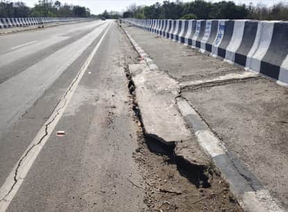 Road caved in on overbridge, increasing danger