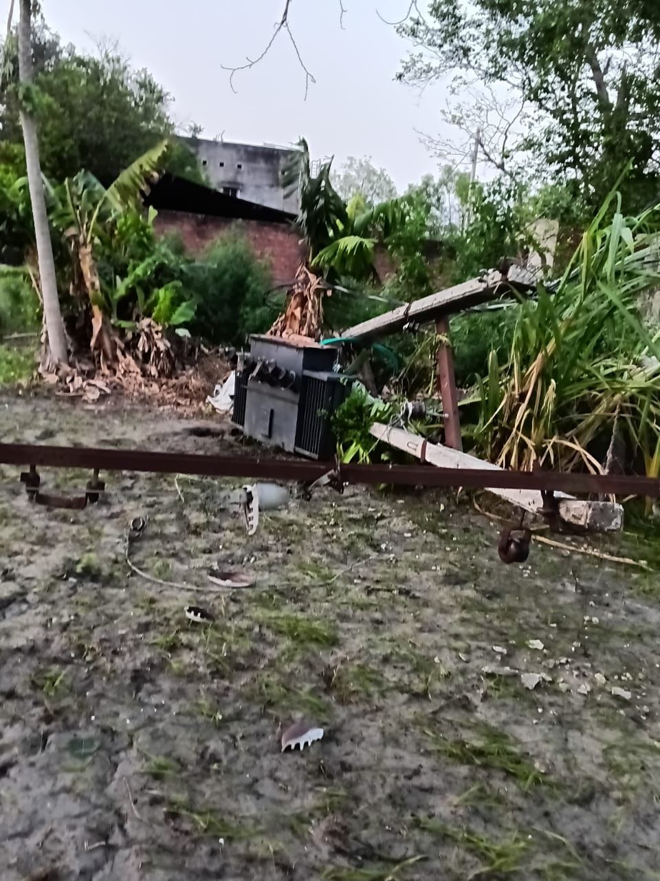 Transformer collapses in storm, power outage for 48 hours