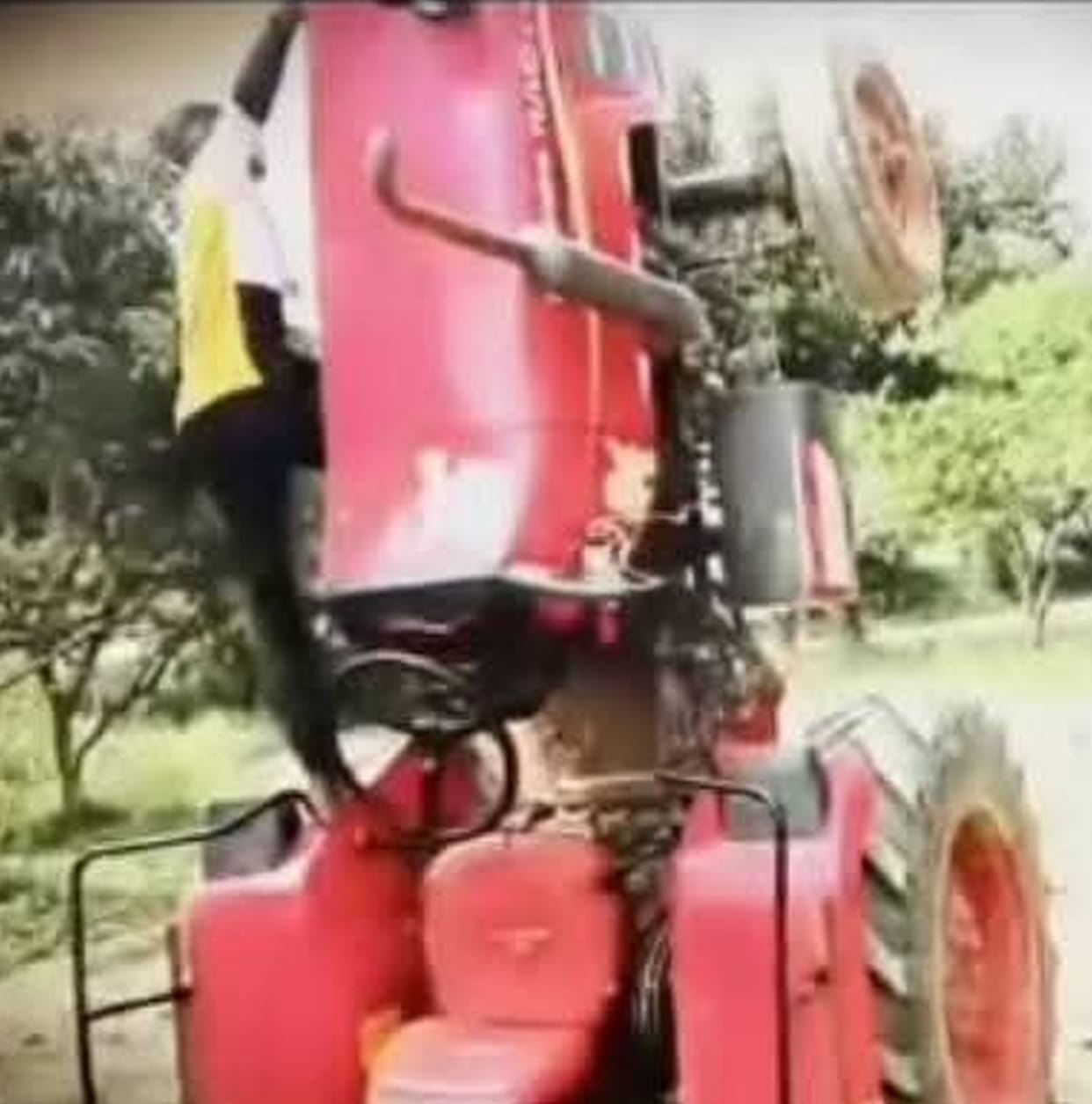 Father arrested for stunting by minor son, tractor seized