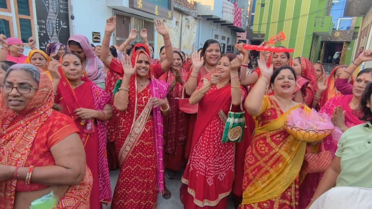 "Radhe-Radhe" Resounds in the Morning Procession