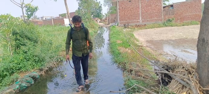The villagers of Sarai Khadar are troubled by waterlogging and filth.