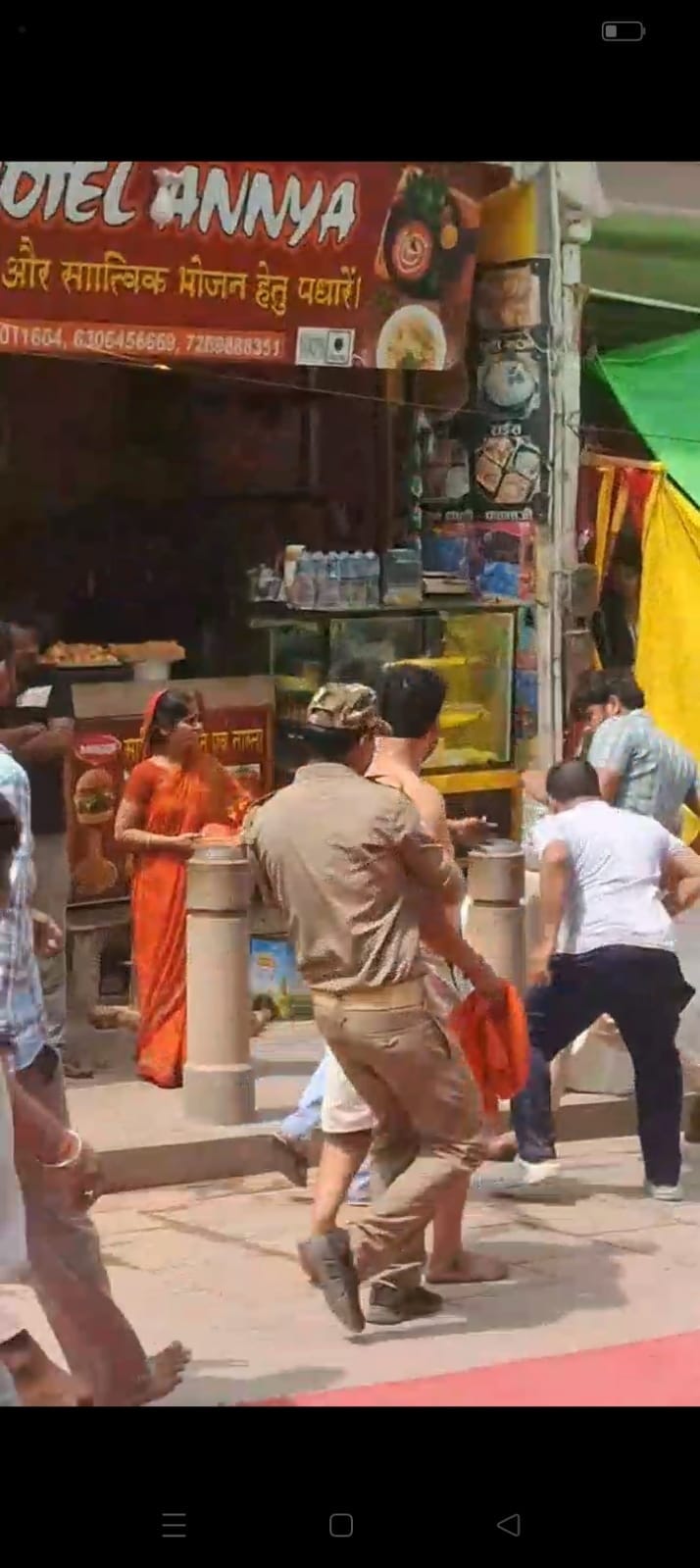 Video of an altercation over parking a bike in front of a shop in the Vindhya Corridor goes viral.
