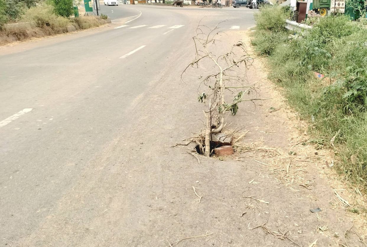 A broken culvert on the highway created a pothole