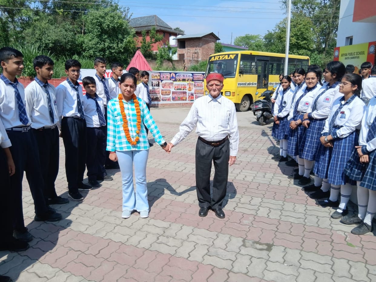 Kashi Sharma reached school holding her grandfather's hand