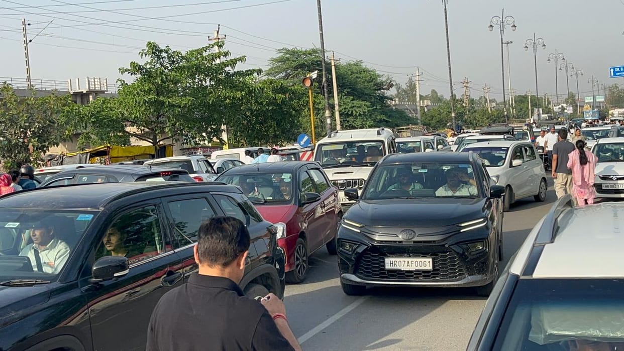 As soon as the exam ended, there was a traffic jam outside Kurukshetra University.