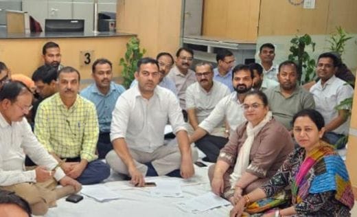 Income Tax Department employees staged a protest
