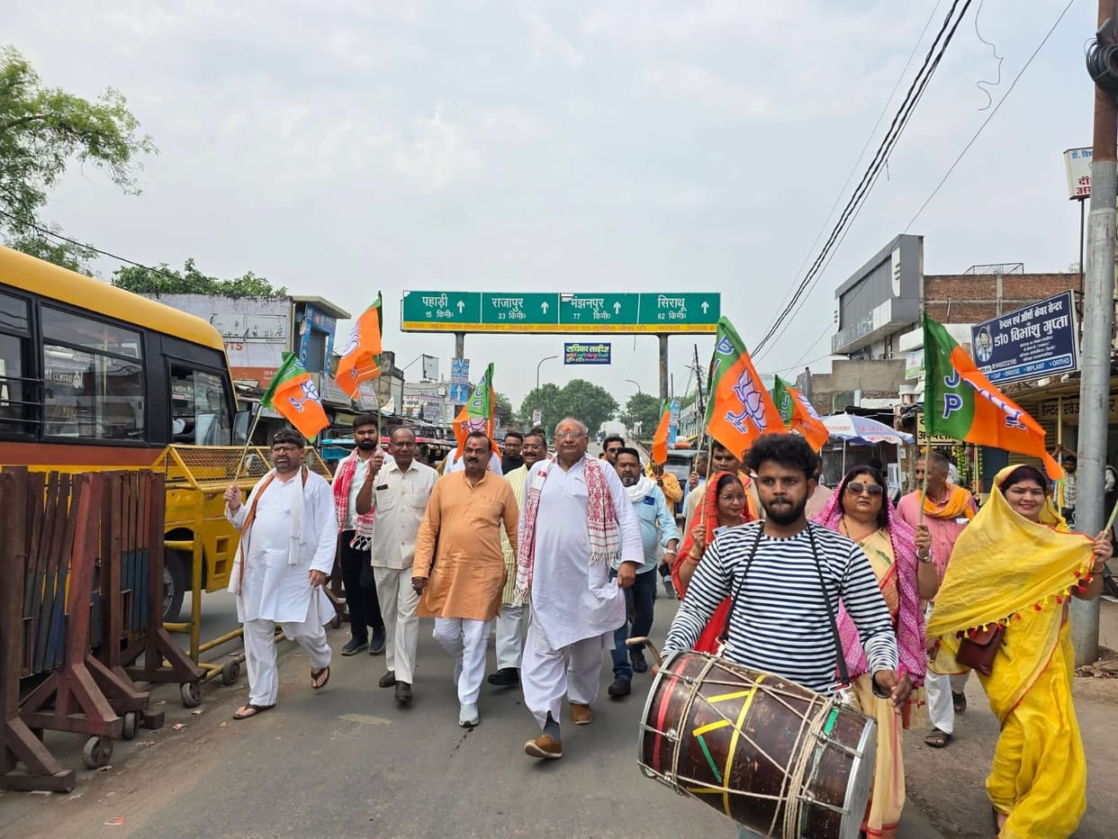BJP workers celebrate victory in West Bengal, Assam and Puducherry