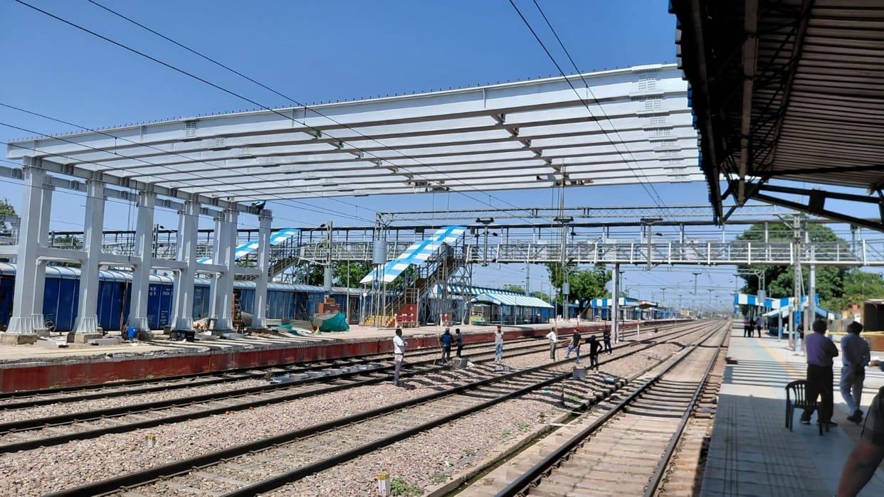 FOB construction work accelerated at the railway station, girders placed