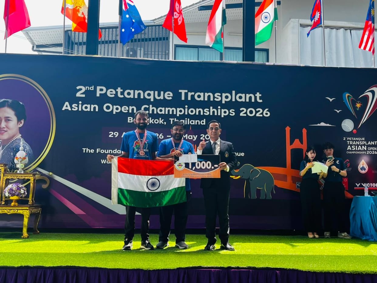 Satbir won two medals in the Petanque Transplant Championship