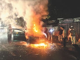 Speeding Car Catches Fire; Driver Jumps Out to Save Life