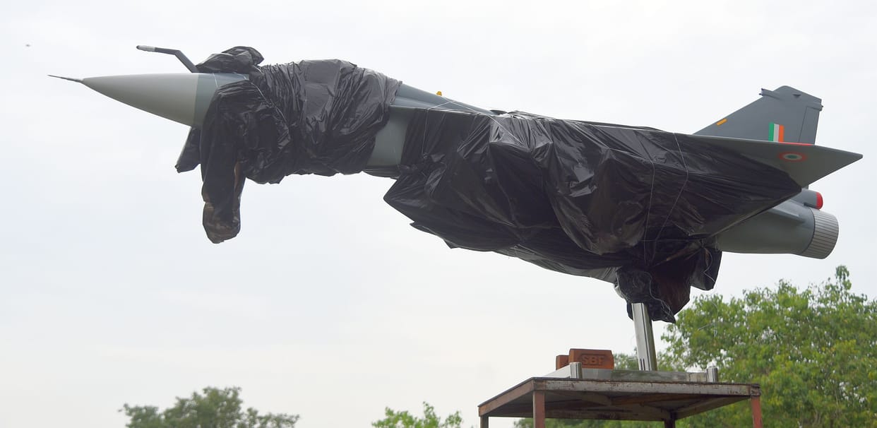 Tejas installed at the new intersection of the Green Corridor in Gomti Nagar