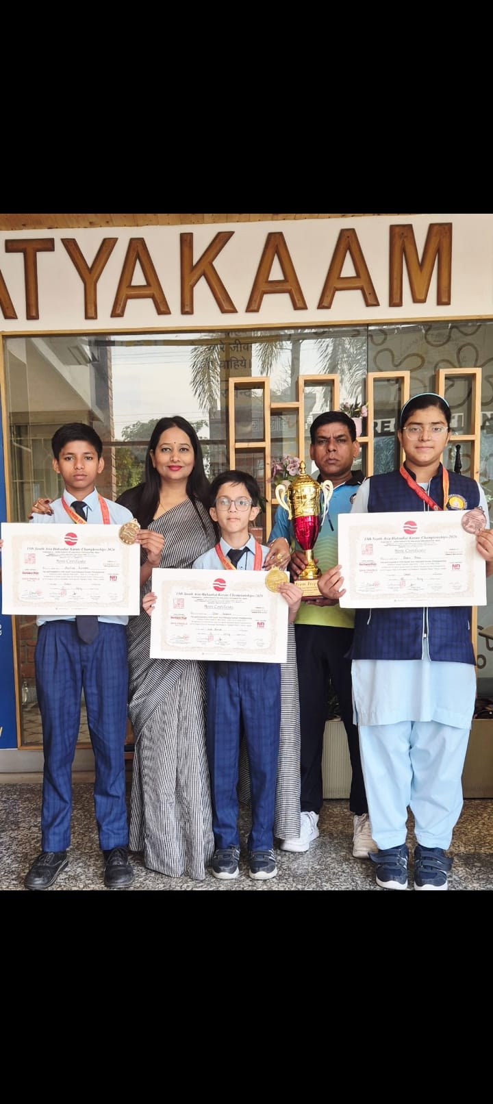 Aditya and Ojas won gold in Karate Championship