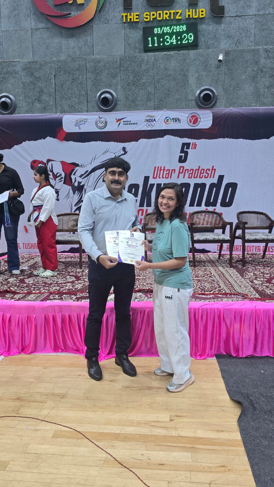 Dr. Priyanka won the silver medal in the Taekwondo Championship.