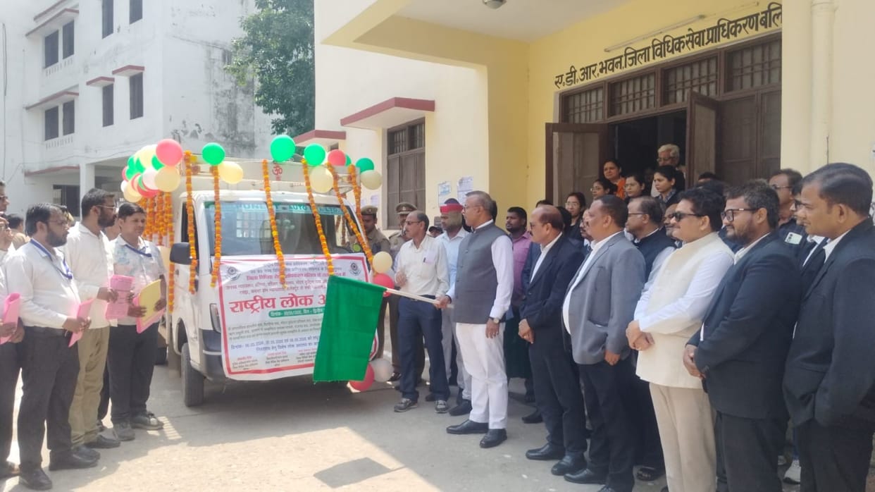 Publicity vehicle of Lok Adalat flagged off
