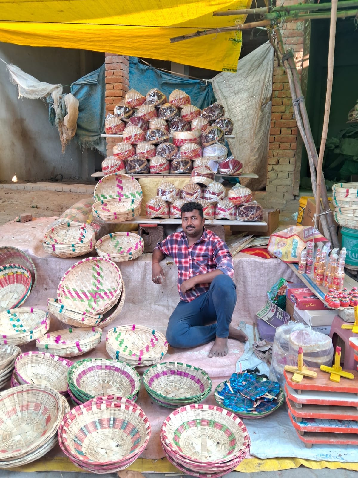 Markets are buzzing with weddings; complete puja materials are available in kits.