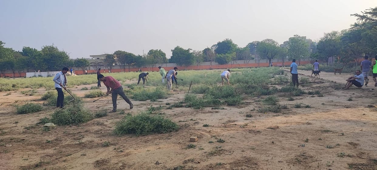 Sports Ground Cleaned Through Voluntary Labor