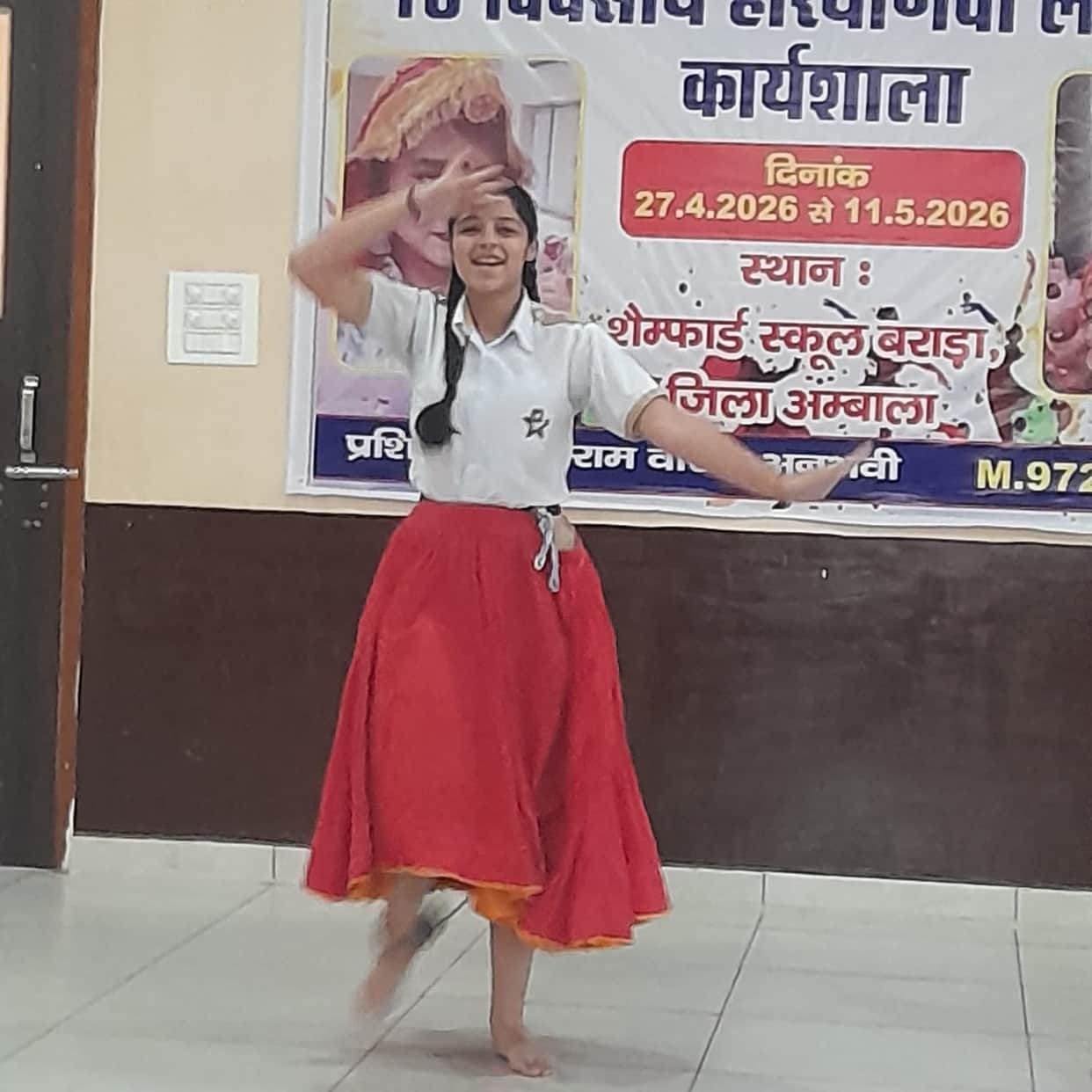 Students practiced in Haryanvi folk dance workshop