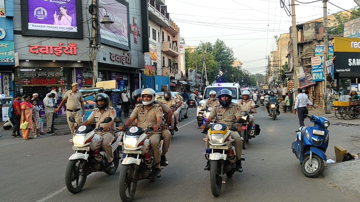 Police conducted a flag march to assure security