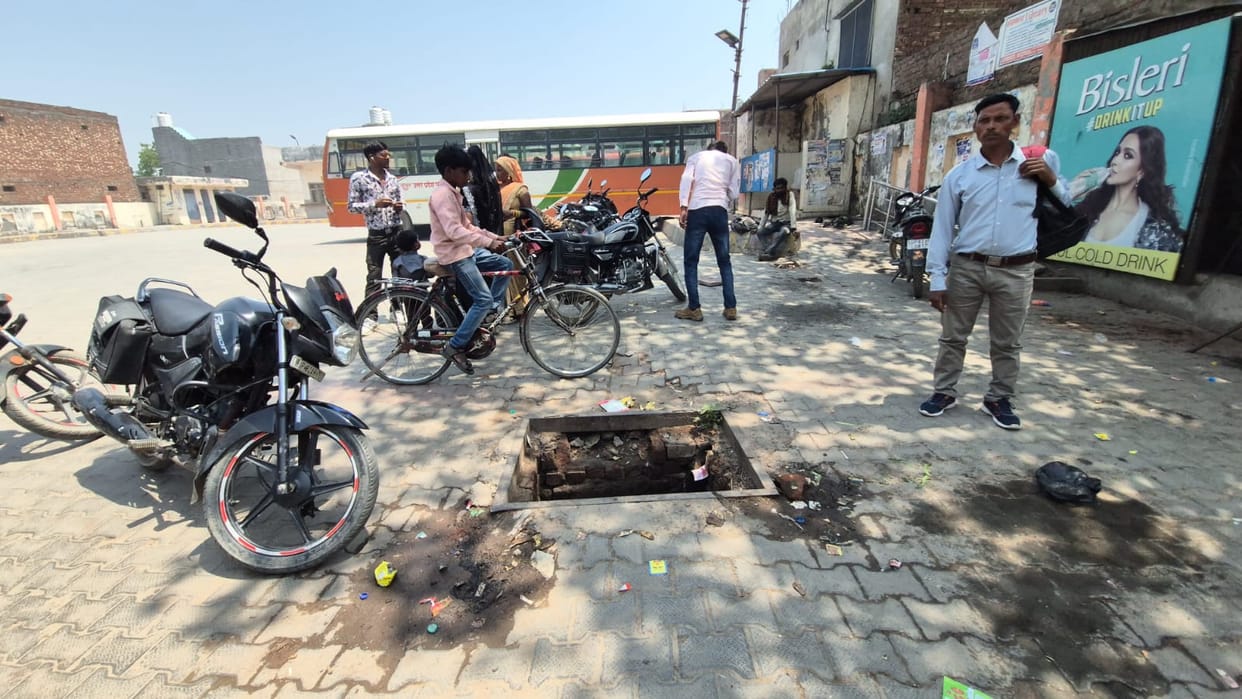 There is a possibility of accident due to the pits dug in the roadways bus stand.