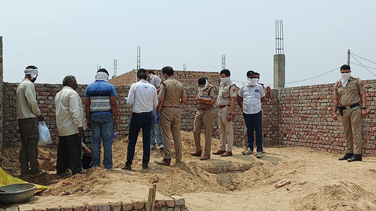 After killing his father, he buried his body in the soil of his own plot.