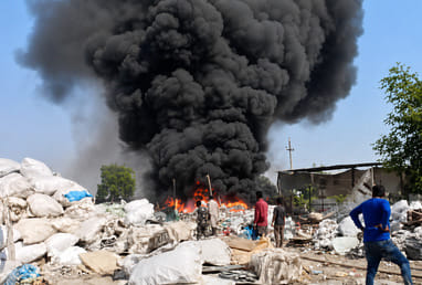 Fire Breaks Out in Scrap Warehouse Bhikharipur Power House Workshop Terrified Flames Losses Worth Lakhs