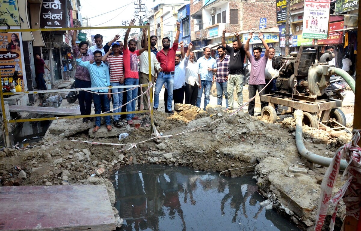 Angry traders staged a protest