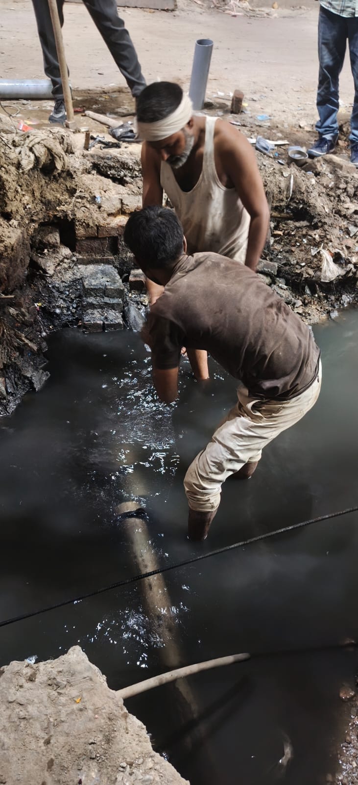 Water pipeline burst during construction work on Railway Road