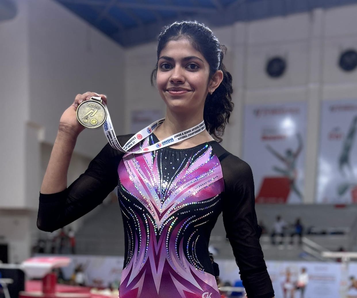 Niranjana Poonia of village Bhariwas won the gold medal in balancing beam.