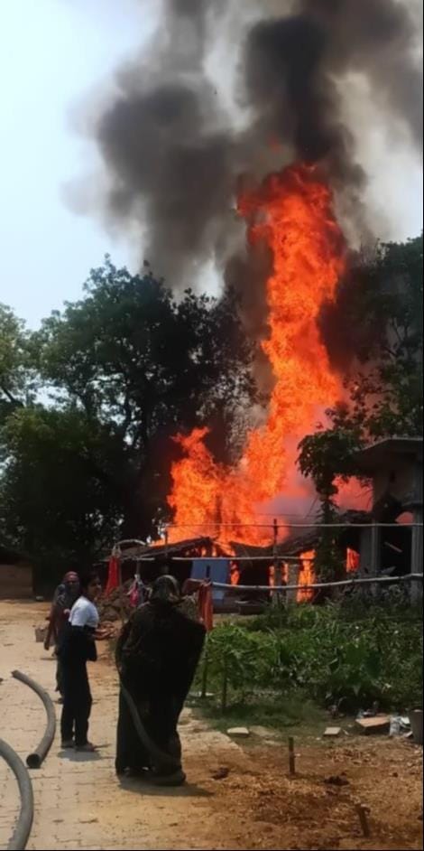 House Gutted by Fire; Flames Continued to Rise for a Long Time