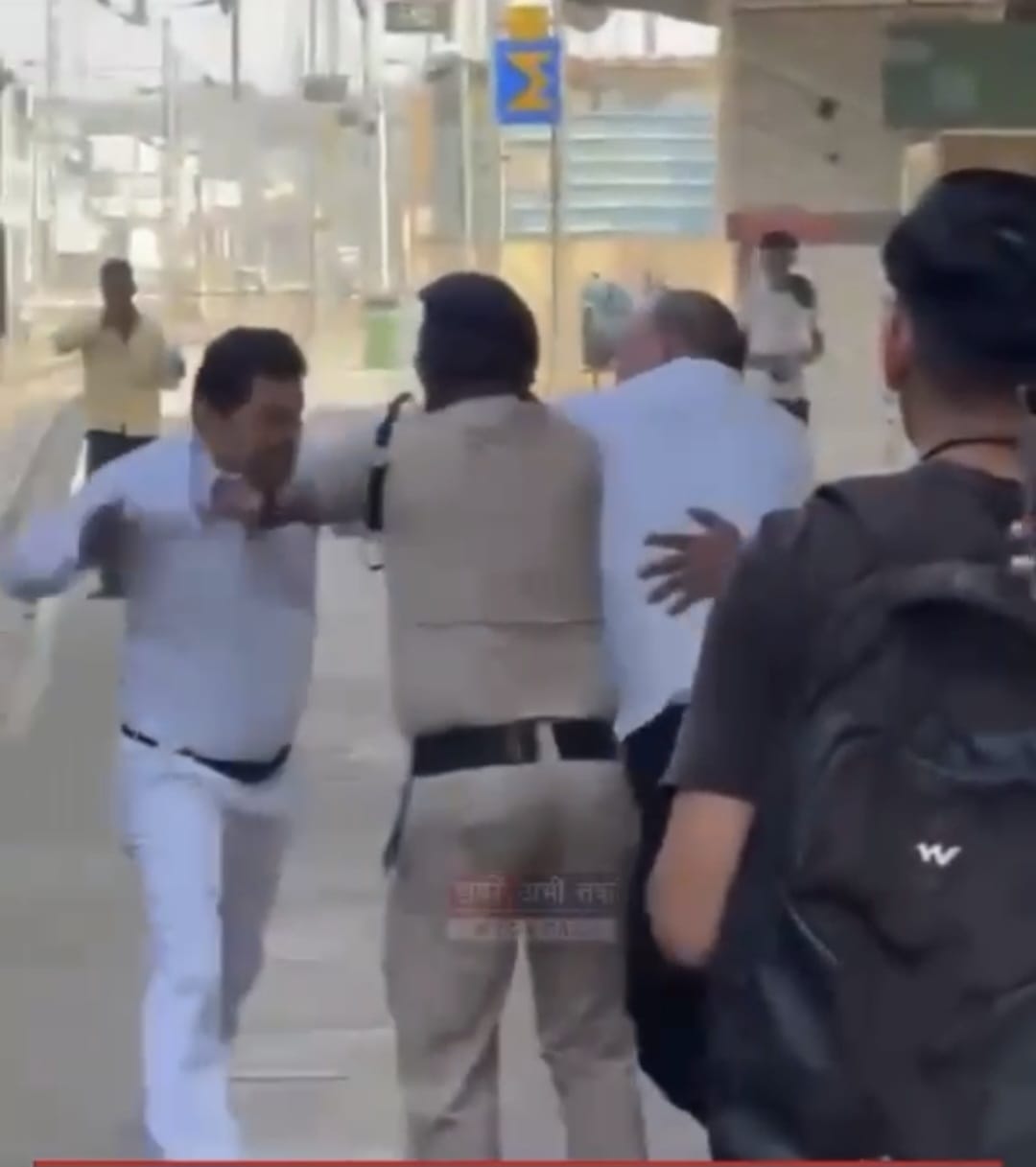 TTE and guard of Gorakhdham Superfast train clash at railway station, video goes viral