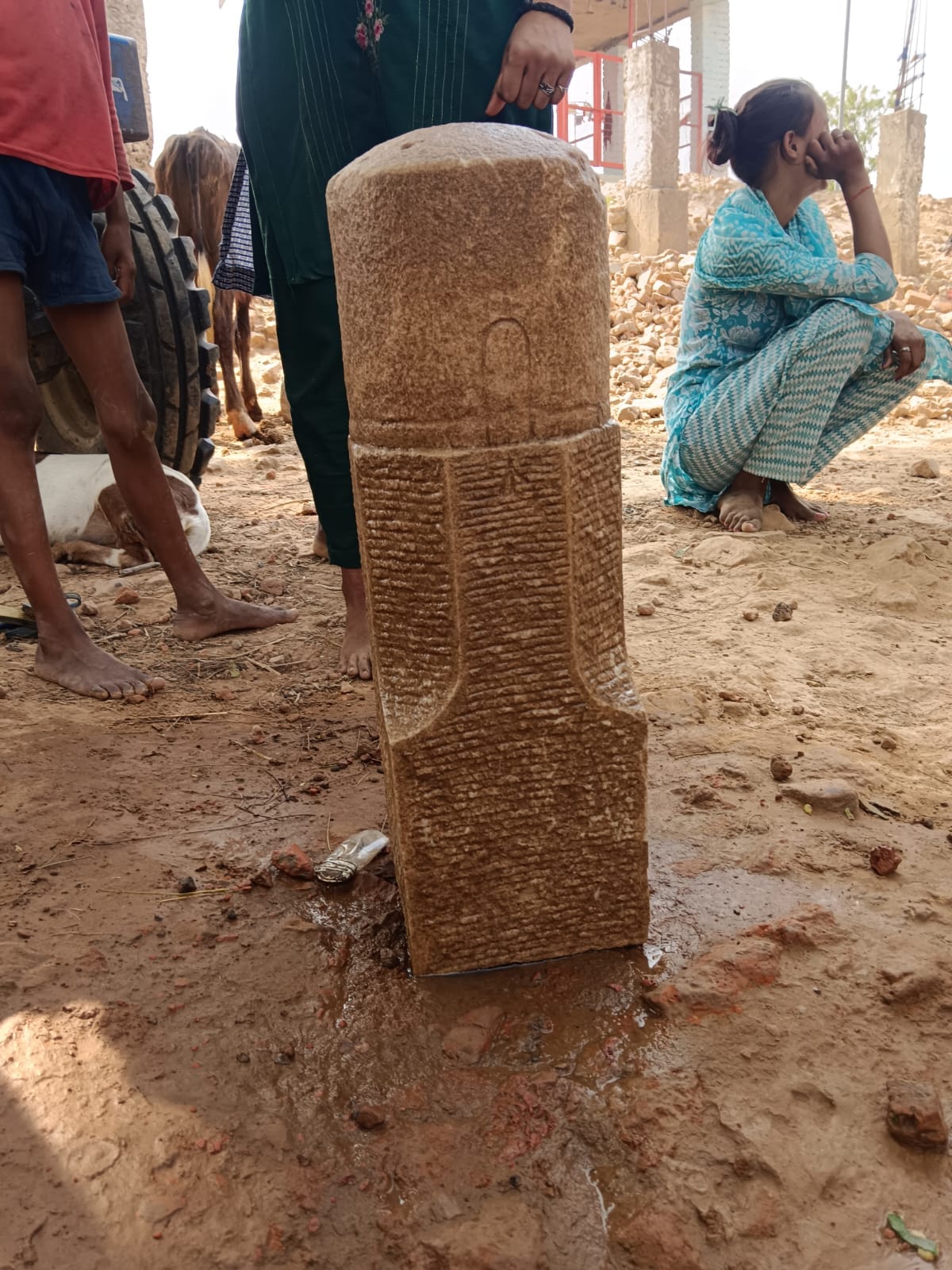 Shivlinga found during excavation in the temple premises
