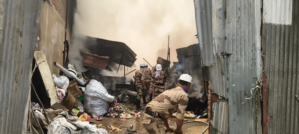 Fire breaks out in scrap shop while copper is being melted