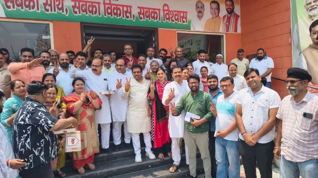 Celebrations held over BJP's victory in municipal elections