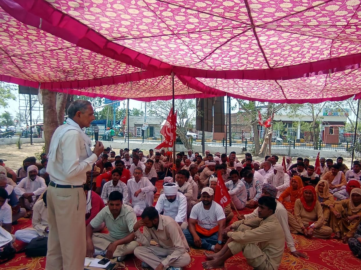 Rural sanitation workers staged a sit-in at the DC office